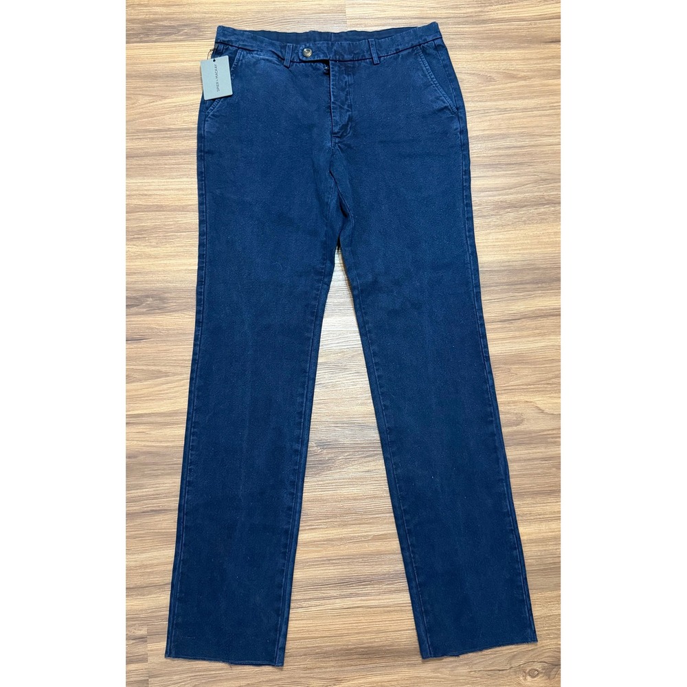 Spier & Mackay Mens Heavy Canvas Chino Pants Navy Blue Denim Sz 34x35 Slim Fit